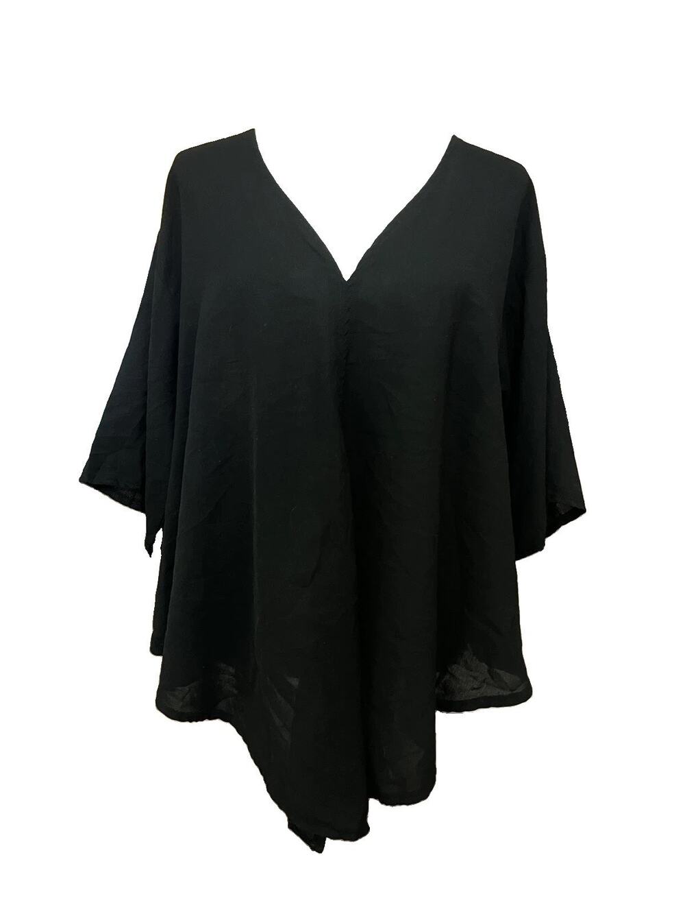 Women's Unbranded Size Small V Neck Boho Flowy Sleeve Blouse Quiet Luxury